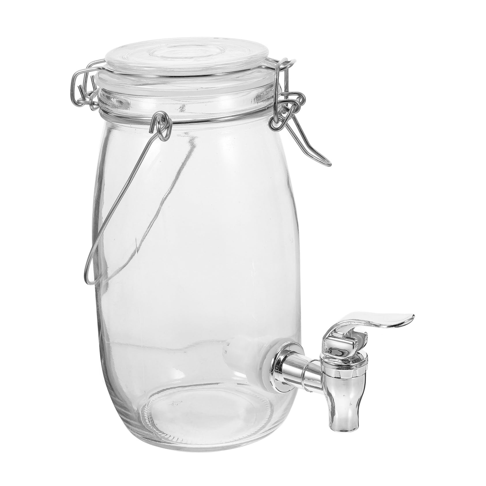 Ipetboom 1Pc Glass Juice Dispenser with Faucet Sealed Drink Barrel for Parties Convenient Beverage Spigot for Fresh Storage for Juice and Wine Serving Glass Construction