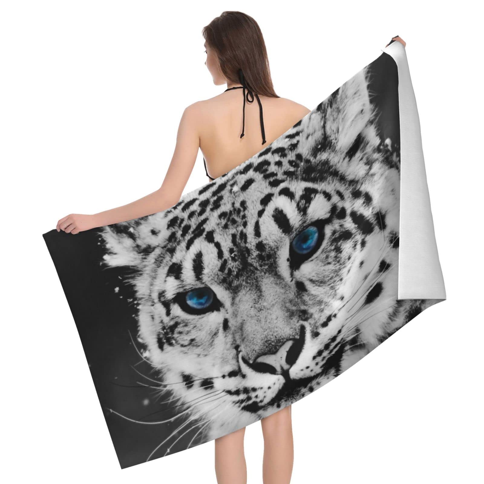 Lawenp Tiger 1 Beach Towel, Lightweight Sand Free Quick Dry Microfiber Absorbent Bath Towel for Kids, Adults, Swimming, Bath, Yoga, Pool, Travel, Camping 32"X52"