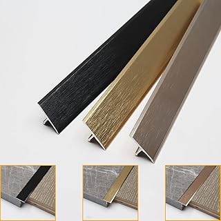 5 Pcs Aluminum Floor Transition Strip, Wall Edging Strip, Laminate Floor Strip Floor Flat Divider Strip for Joining Floor Gaps, Carpet Threshold Transition, Floor Tiles, Brilliant Black