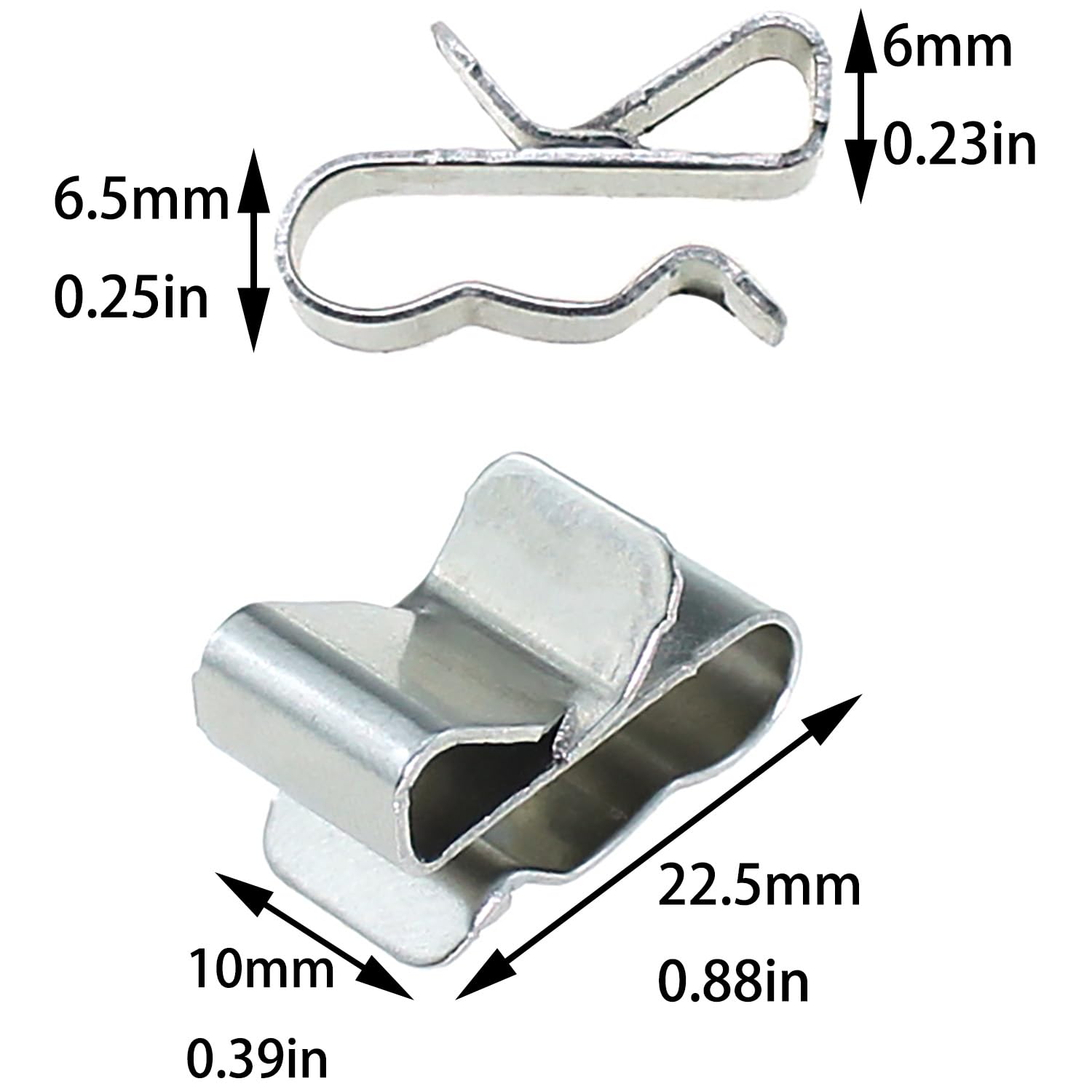 Bxian 50PCS 22.5mm 304 Stainless Steel Clip Trailer Cable Clamp Metal Cable Clamp Harness Clamp Solar Panel Clamp for Kayaks Fishing Boat Trailers