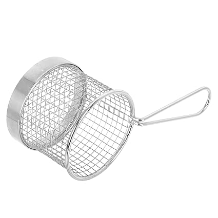 Cabilock Deep Fryer Basket Frying Basket Mesh Strainer Deep Fryer Wire Fryer Basket French Fries Holder Chips Frying Baskets Stainless Steel Silver Colander Tool Fried Basket Fried