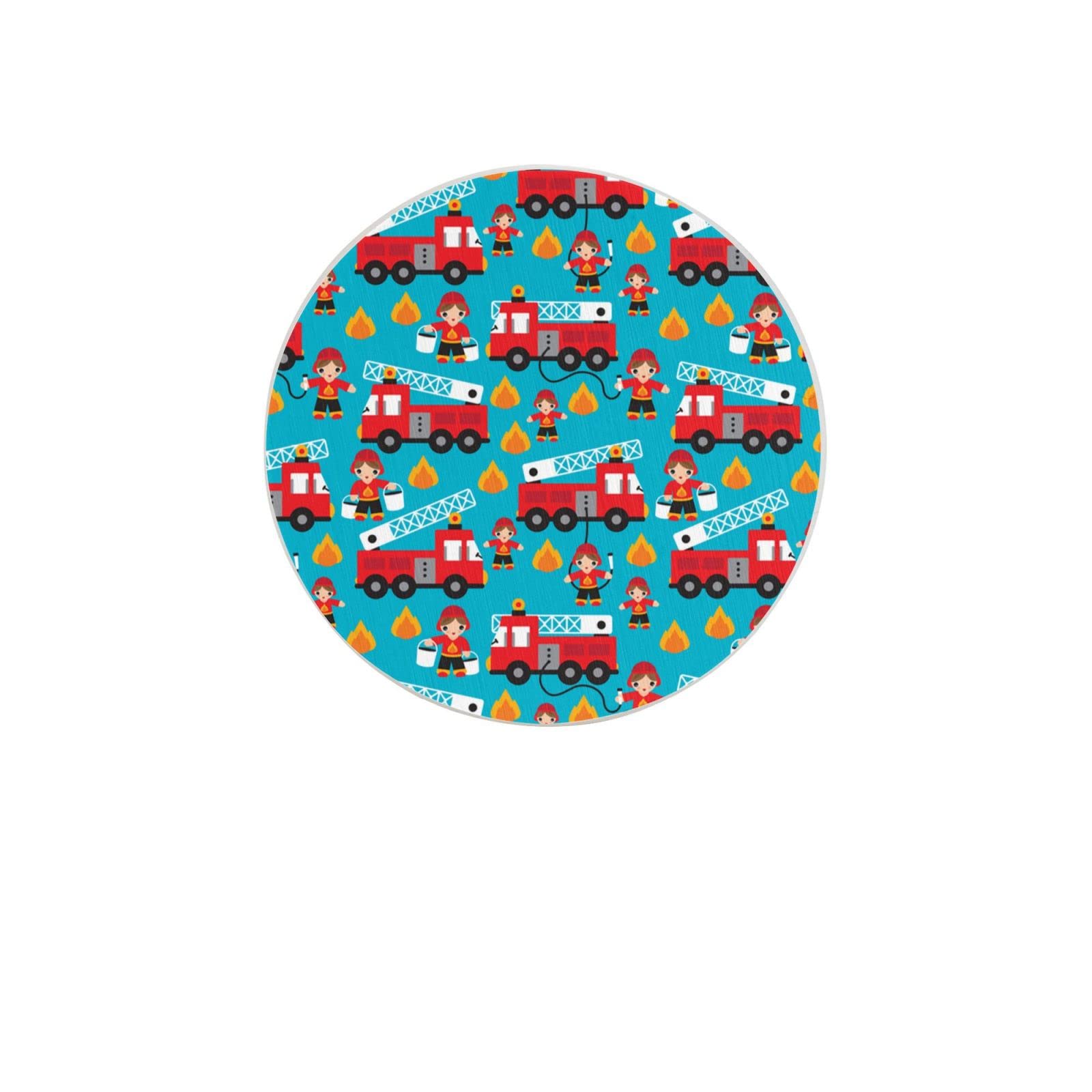 Fire to The Rescue Fire Fighters Truck Six Piece Drink Coaster for Tabletop Protection Place Mats for Home Decor