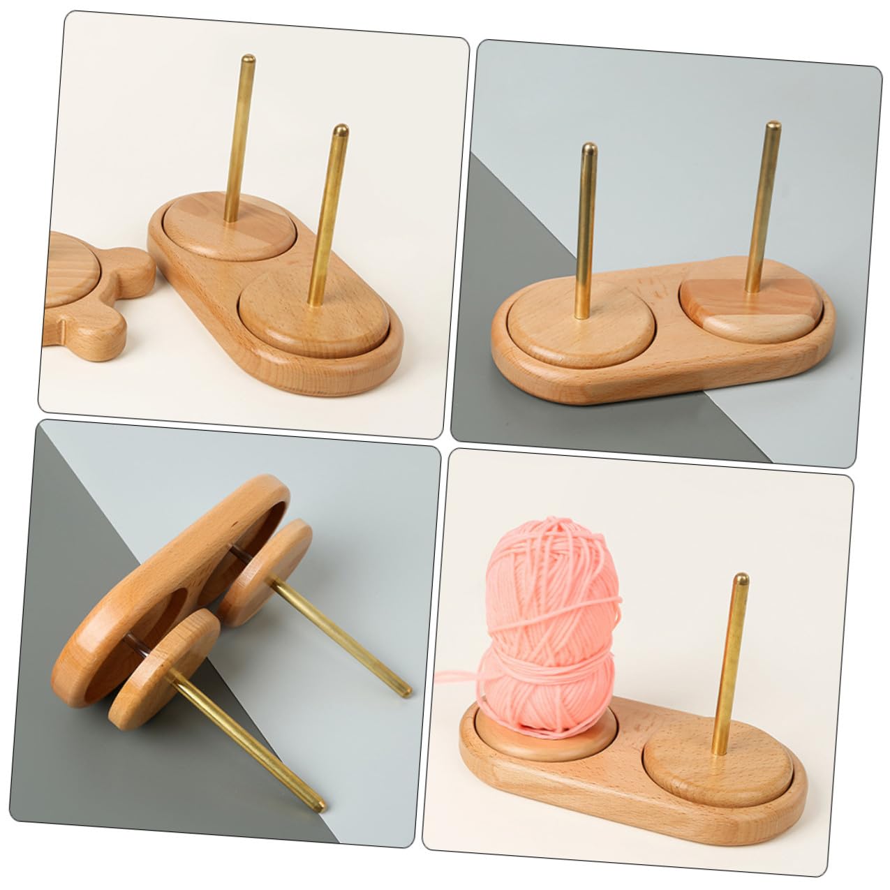 Alipis Garnrollenhalter aus Buchenholz Drehbarer Garn Organizer mit Doppel Achse Spulenhalter für Stickgarn und Strickzubehör Tragbarer Nähgarnständer für Selbstgemacht und Häkeln