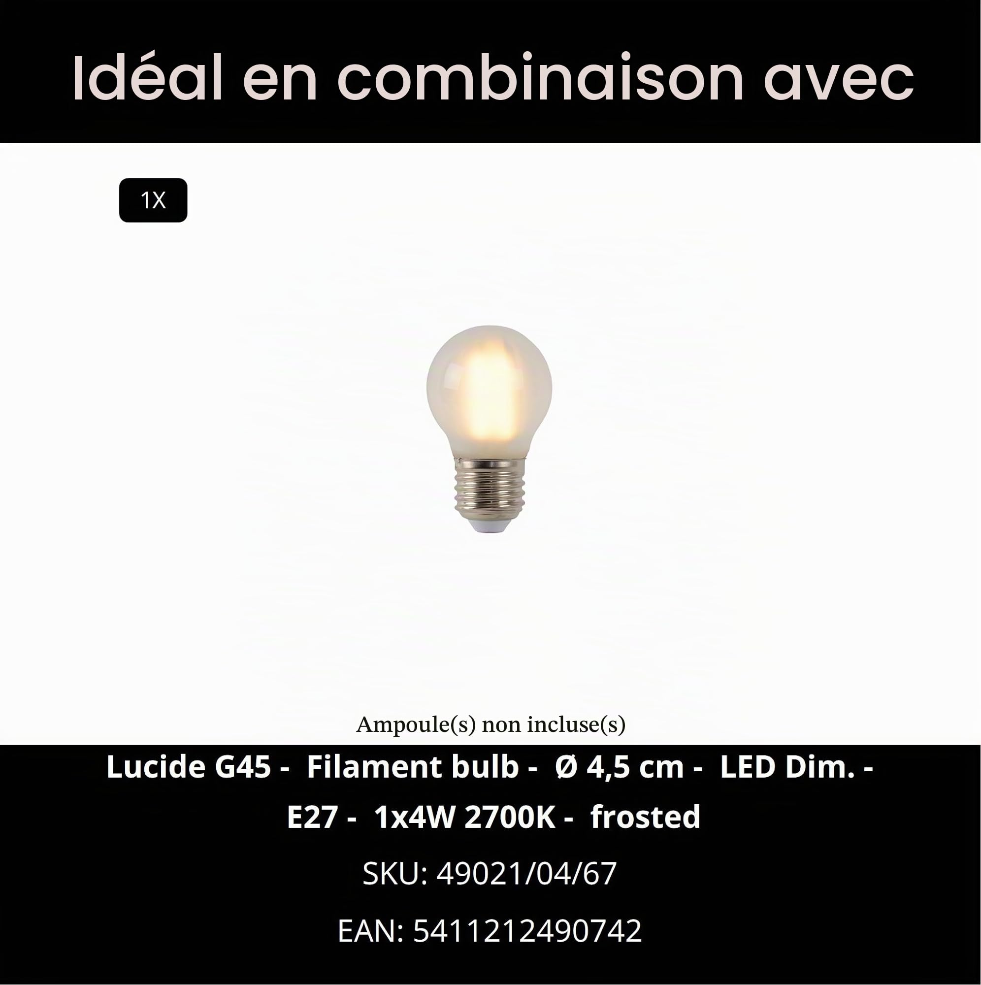 LUCIDE CATO - Lampe de table - Ø 23,5 cm - 1xE27 - Orange