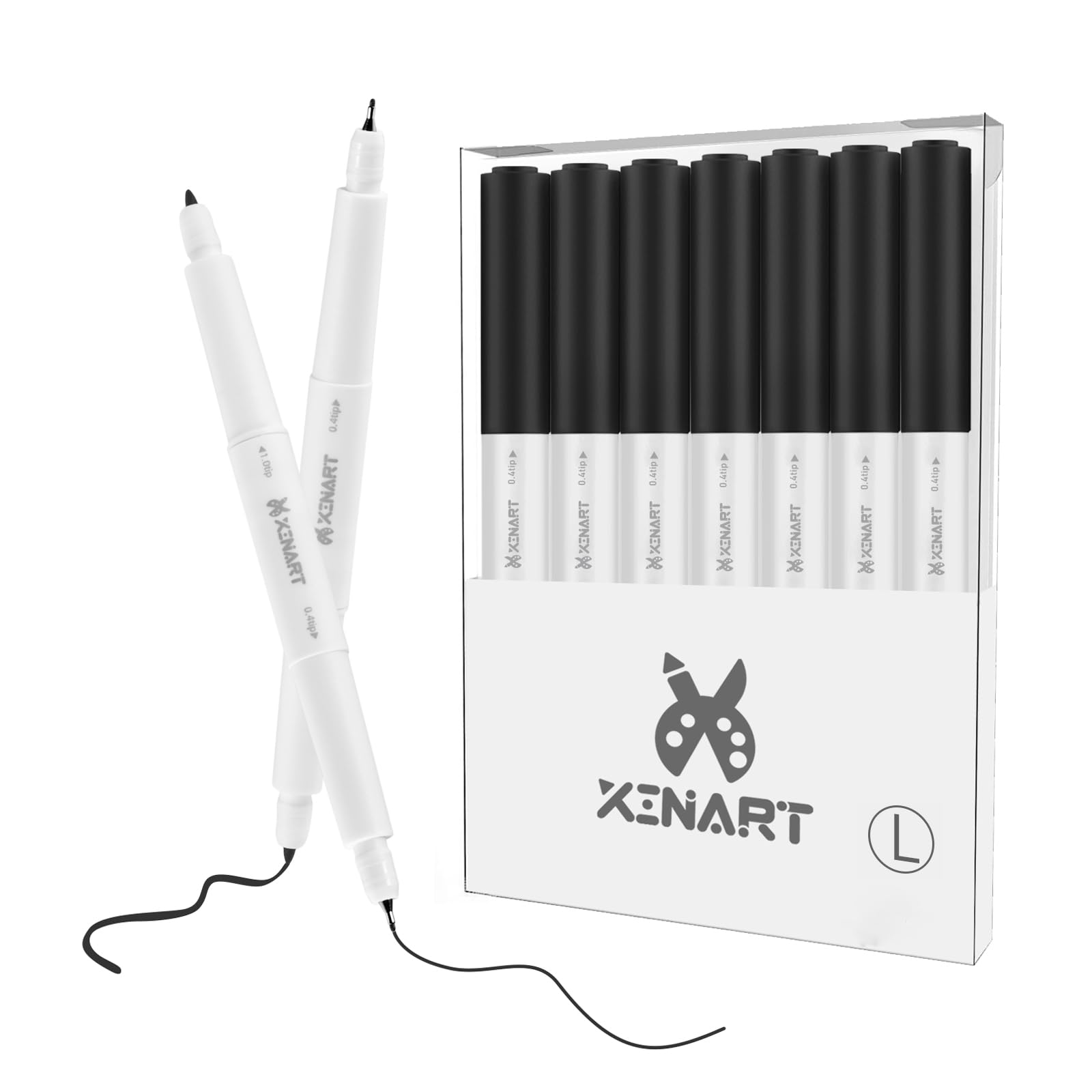XINART Dual Tip Pens for Cricut Maker 3/Maker/Explore 3/Air 2/Air, Black Pens Set of 7 Pack Dual Tip Marker Fine Point Pen Writing Drawing Accessories for Cricut Machine (0.4 Tip & 1.0 Tip)