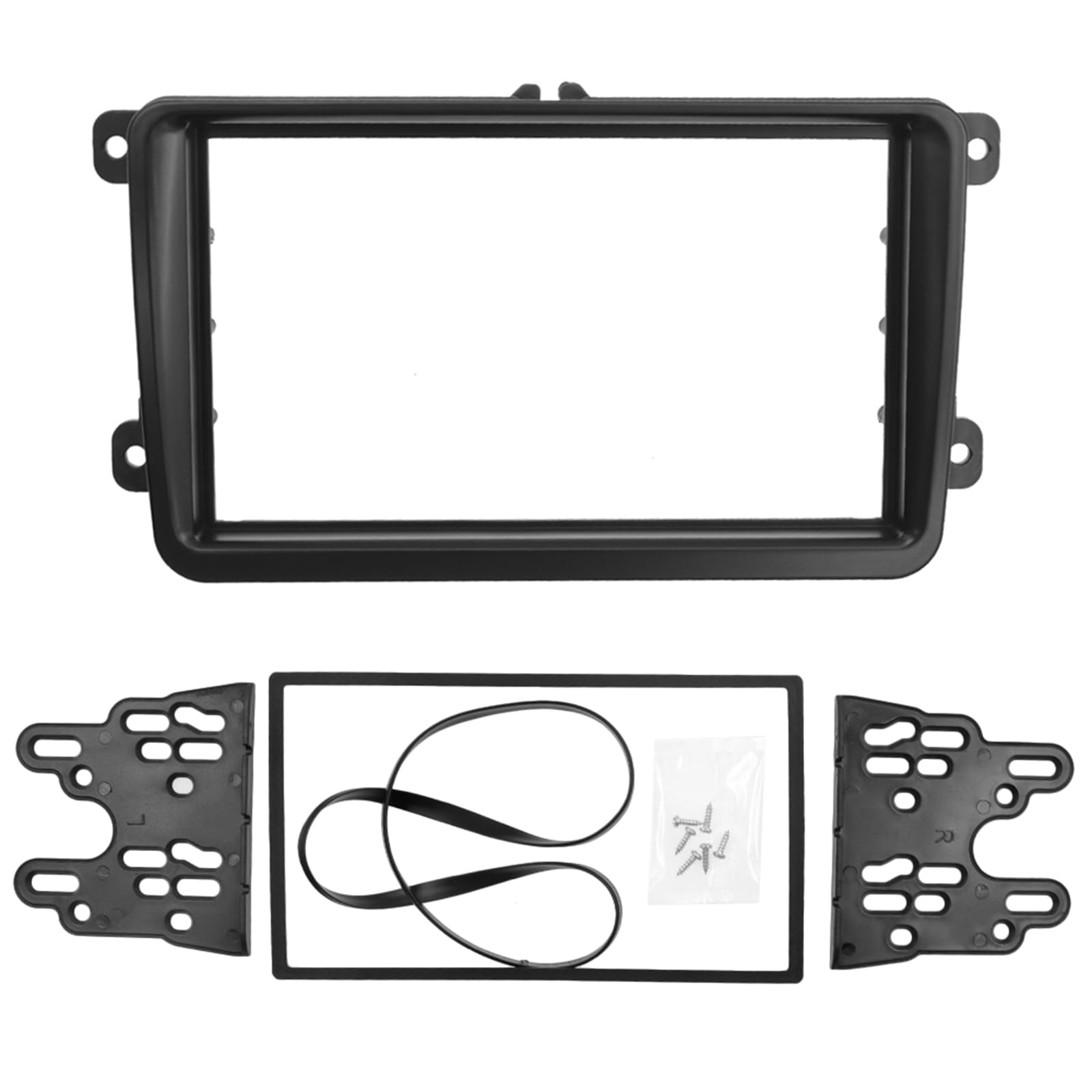 KAOLALI Kit Montaggio Autoradio 2 Din Autoradio Mascherina Compatibile con Volkswagen VW Touran Caddy SEAT Skoda Fabia Octavia 178 x 102mm Nero