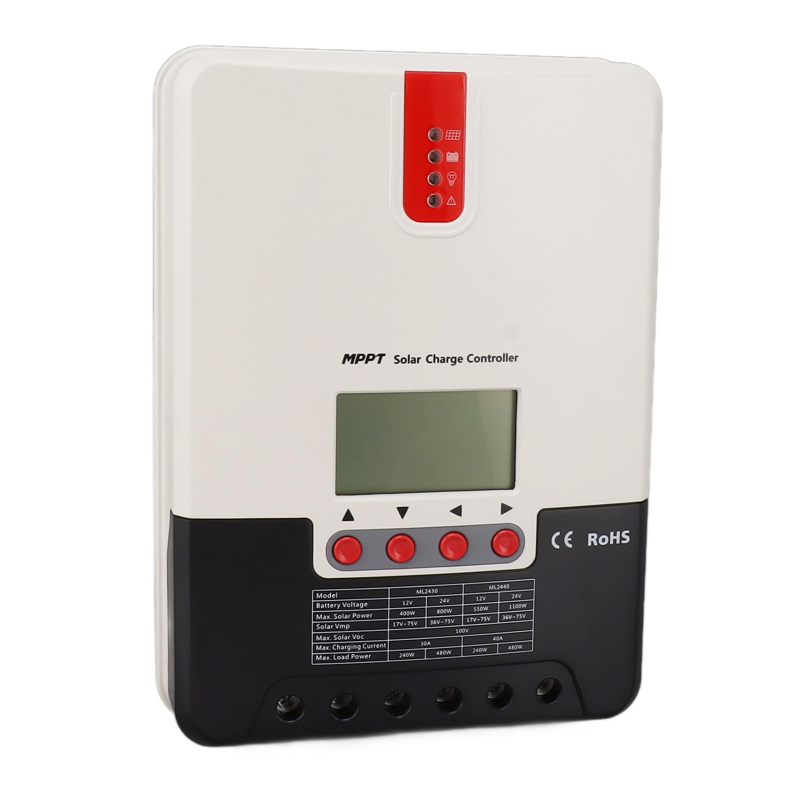 Controlador Solar MPPT 30A 12V 24V con Pantalla LCD y Disipación
