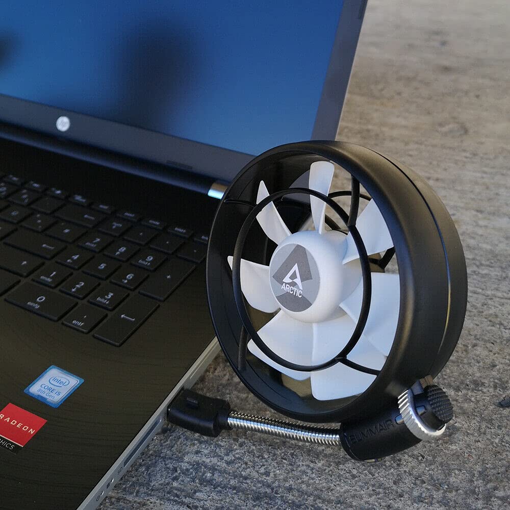 ARCTIC Summair Light – mobilny wentylator USB na biurko, wentylator stołowy/wentylator stojący, niski poziom hałasu, 900 – 2100 obr./min, kolor czarny