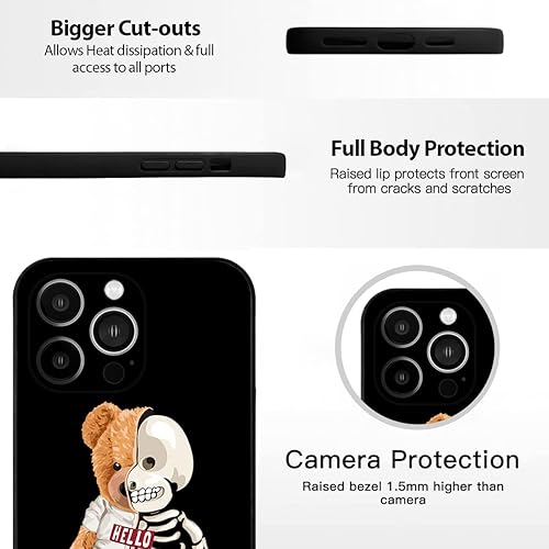 Miniatura 5 de Funda compatible con iPhone 13 Pro Max para hombres y niños, TPU suave negro mejorado protección de cámara, protección de goma, antideslizante, a