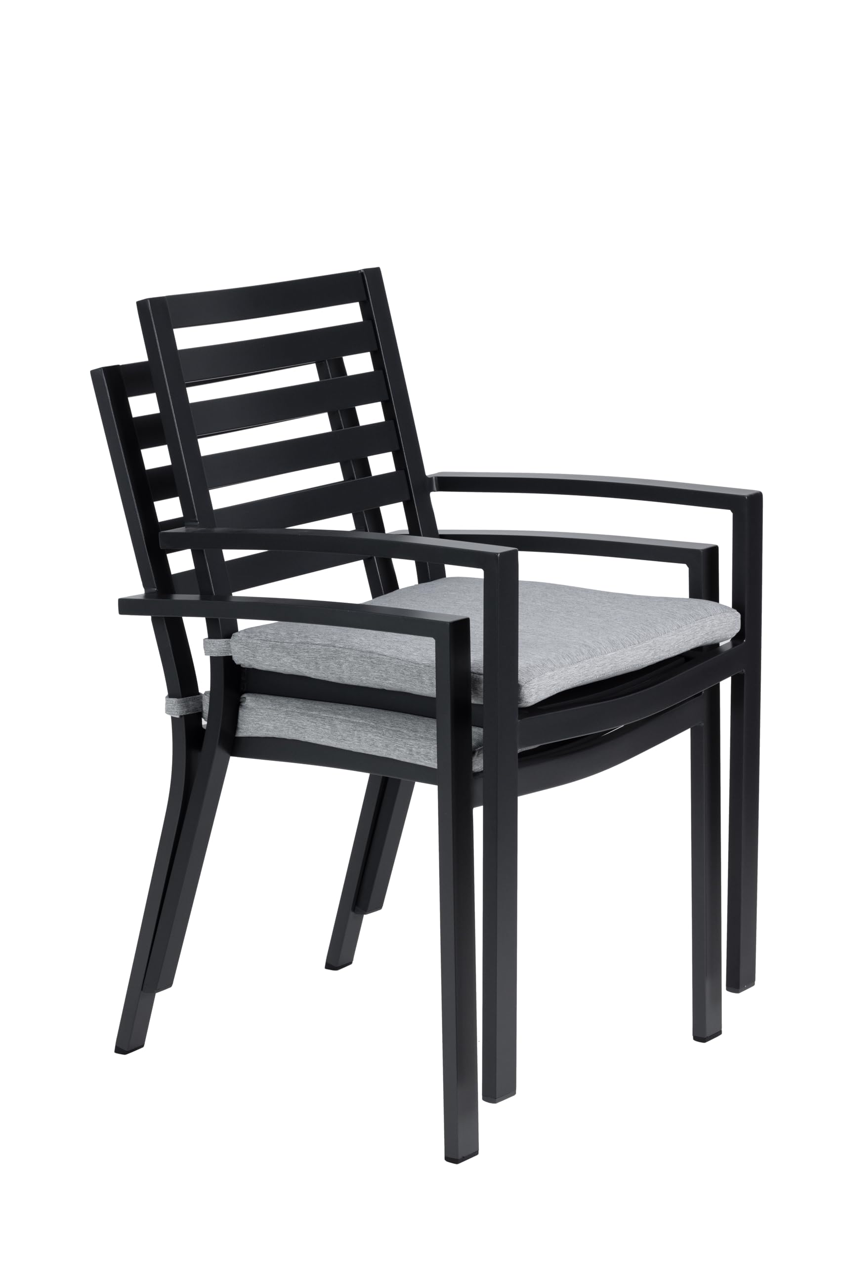 METRO Professional Gartenstuhl mit Armlehne und Kissen, Aluminium, 57 x 61 x 85 cm, 150 kg Tragkraft, Dunkelgrau
