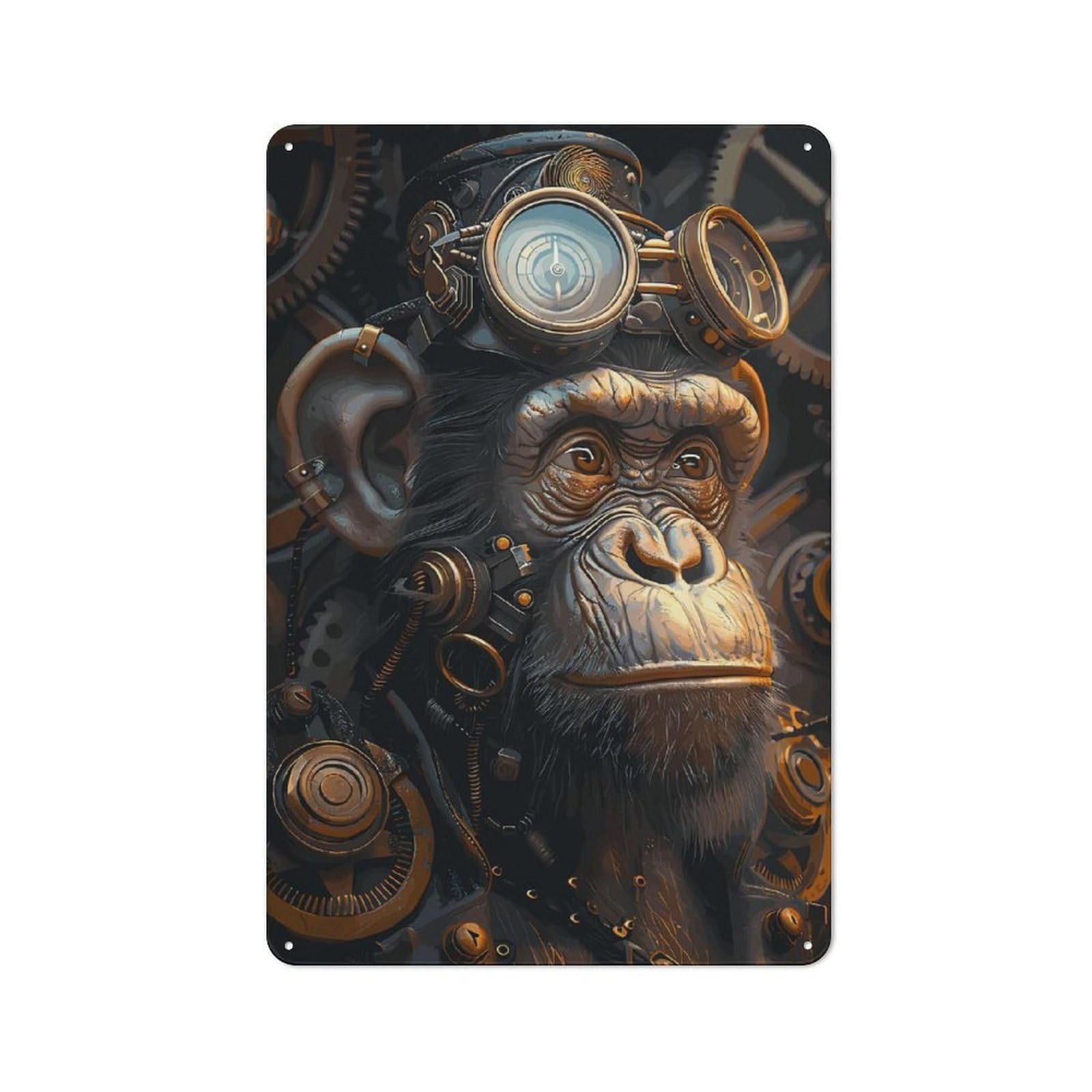 Junmoney Steampunk Ape Animal For Man Cave Or Games Room, Retro Tin Sign 30X20cm, A Christmas Gift For People Styling Man Cave And Games Room