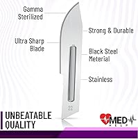 Vista 4 de Paquete de 100 cuchillas desechables de bisturí #22, cuchillas quirúrgicas tamaño 22, herramienta de hoja dermaplane de acero de alto carbono. Hoja