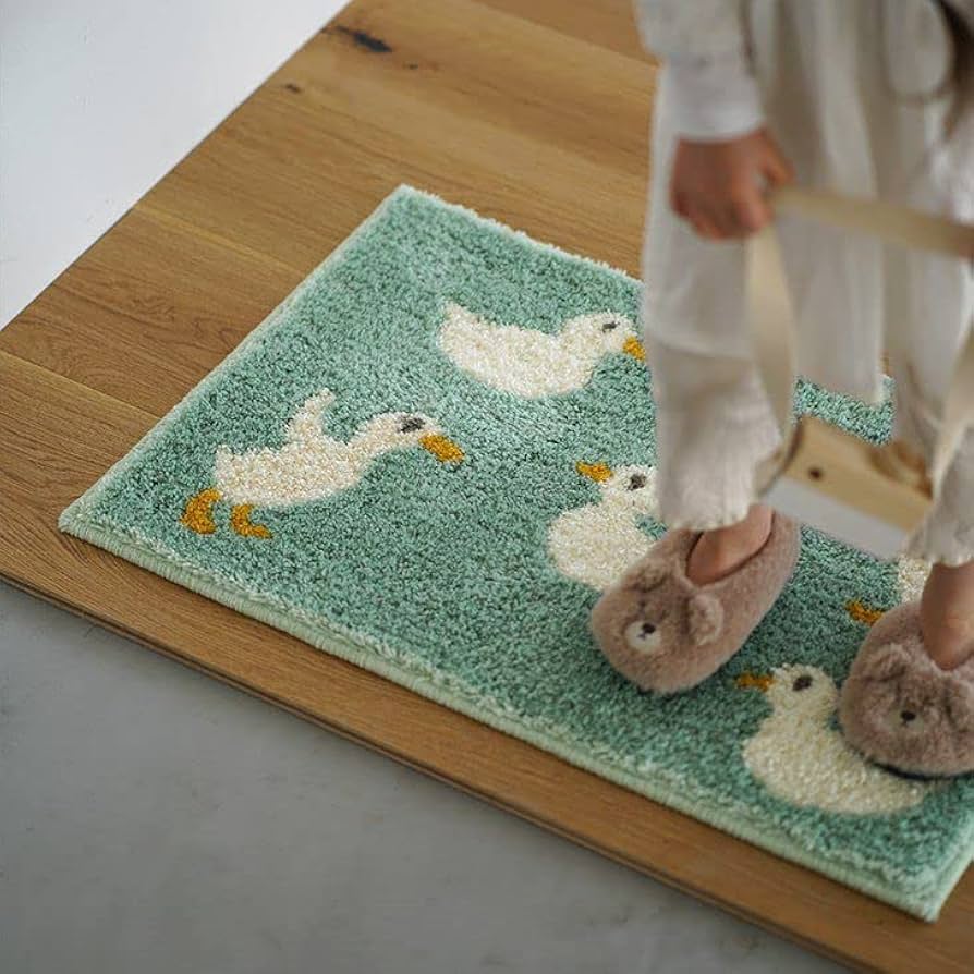 【新品】ボーダーコリーとひよこ アート作品 マット Amazon.co.jp: タフティング マット あひるマット 45×70cm ブルー