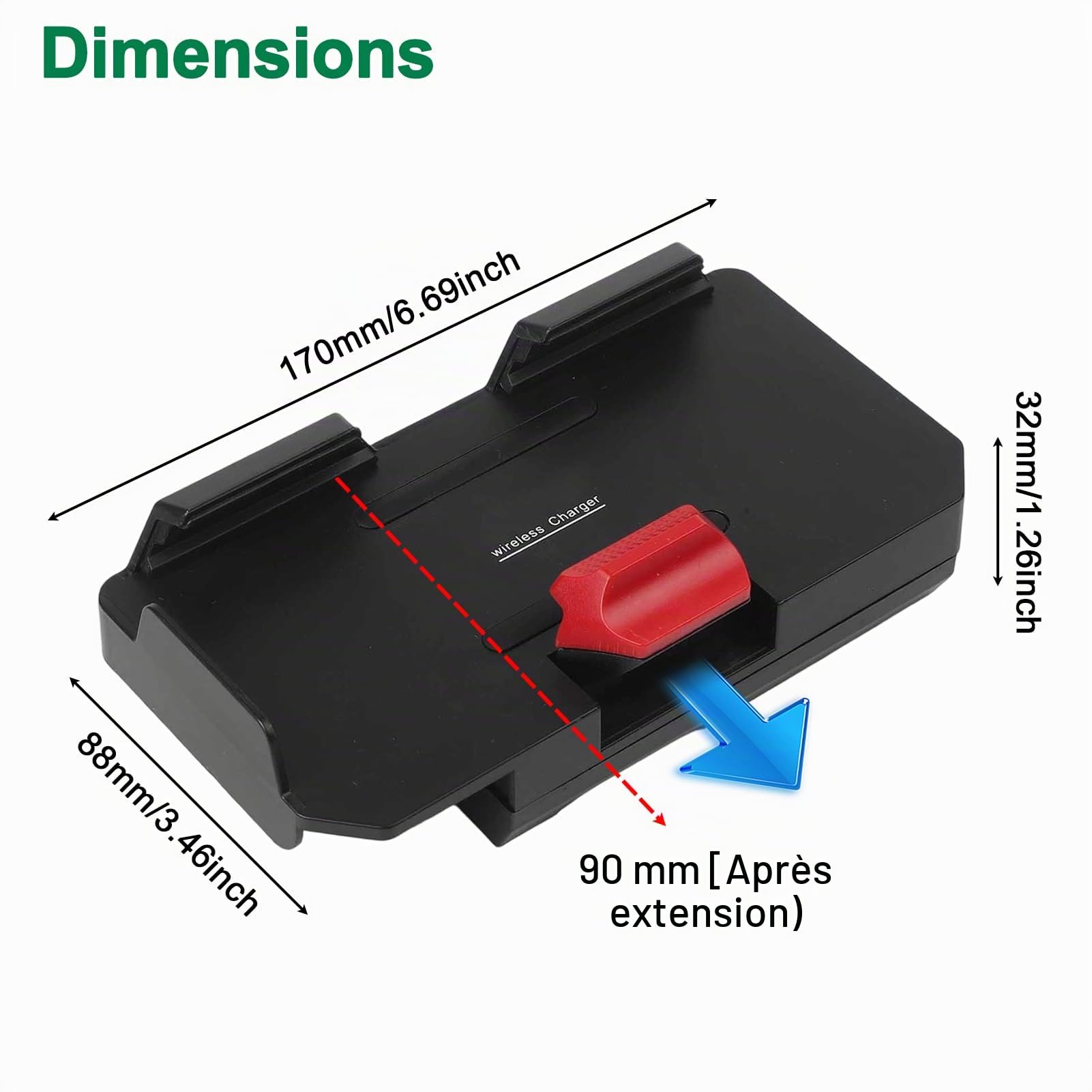 DAZZLEEX Support de téléphone de navigation pour moto BMW avec chargement sans fil 15 W pour R1200GS R1250GS R1300GS IPX6 étanche 10,6 à 16,5 cm (logo rouge)