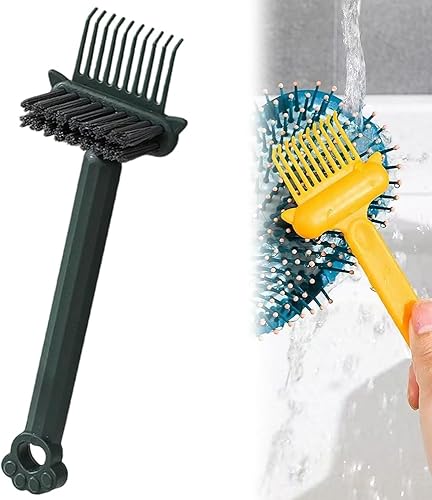 Herramienta limpiadora de cepillos de cabello 2 en 1, elimina sin esfuerzo el cabello y el polvo de los peines, mini rastrillo de limpieza con púa y