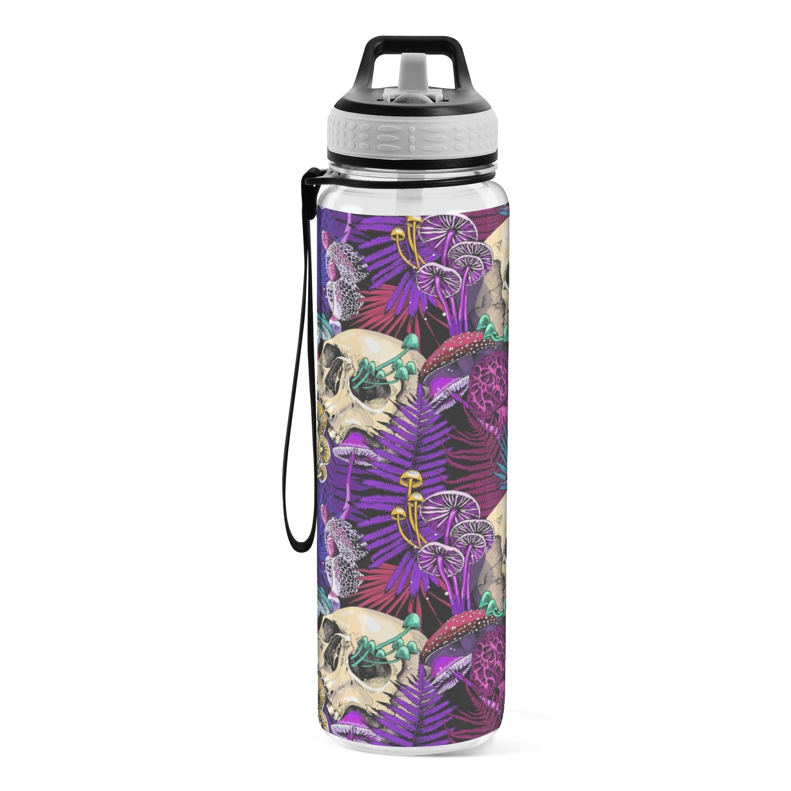 CHIFIGNO Cartoon paddestoelen planten waterflessen sport waterflessen met rietje en handvat lekvrije BPA-vrije herbruikbare waterfles voor fietsen, wandelen fitness, 32oz/1000ml CHIFIGNO Cartoon paddestoelen planten waterflessen sport waterflessen met rietje en handvat lekvrije BPA-vrije herbruikbare waterfles voor fietsen, wandelen fitness, 32oz/1000ml