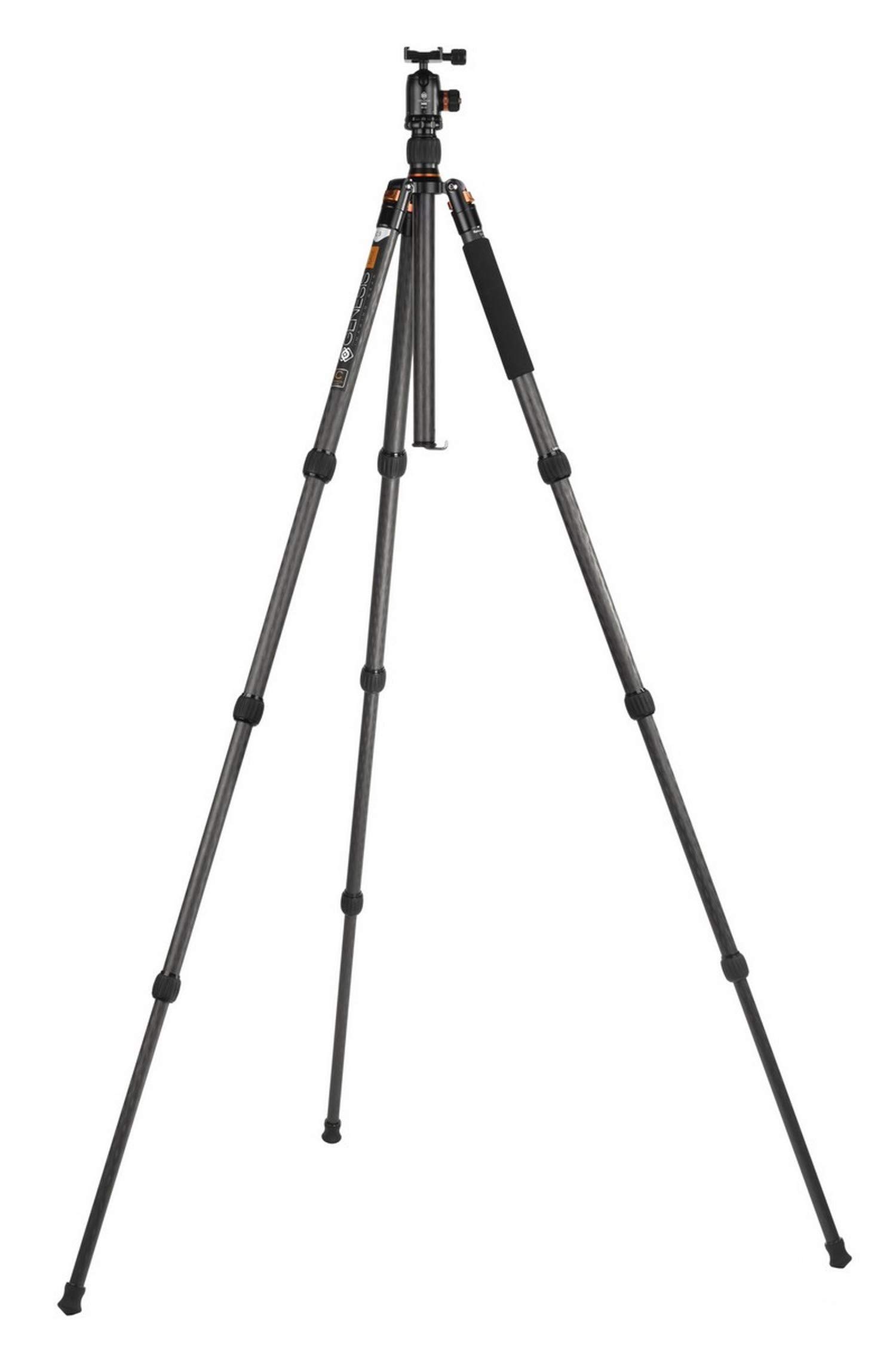 Trípode Genesis Base C3 + rótula BH-34 Kit (Naranja) || trípode para cámara de Fotos 4 Secciones, Carga máxima 15 kg | Transformable en monopié