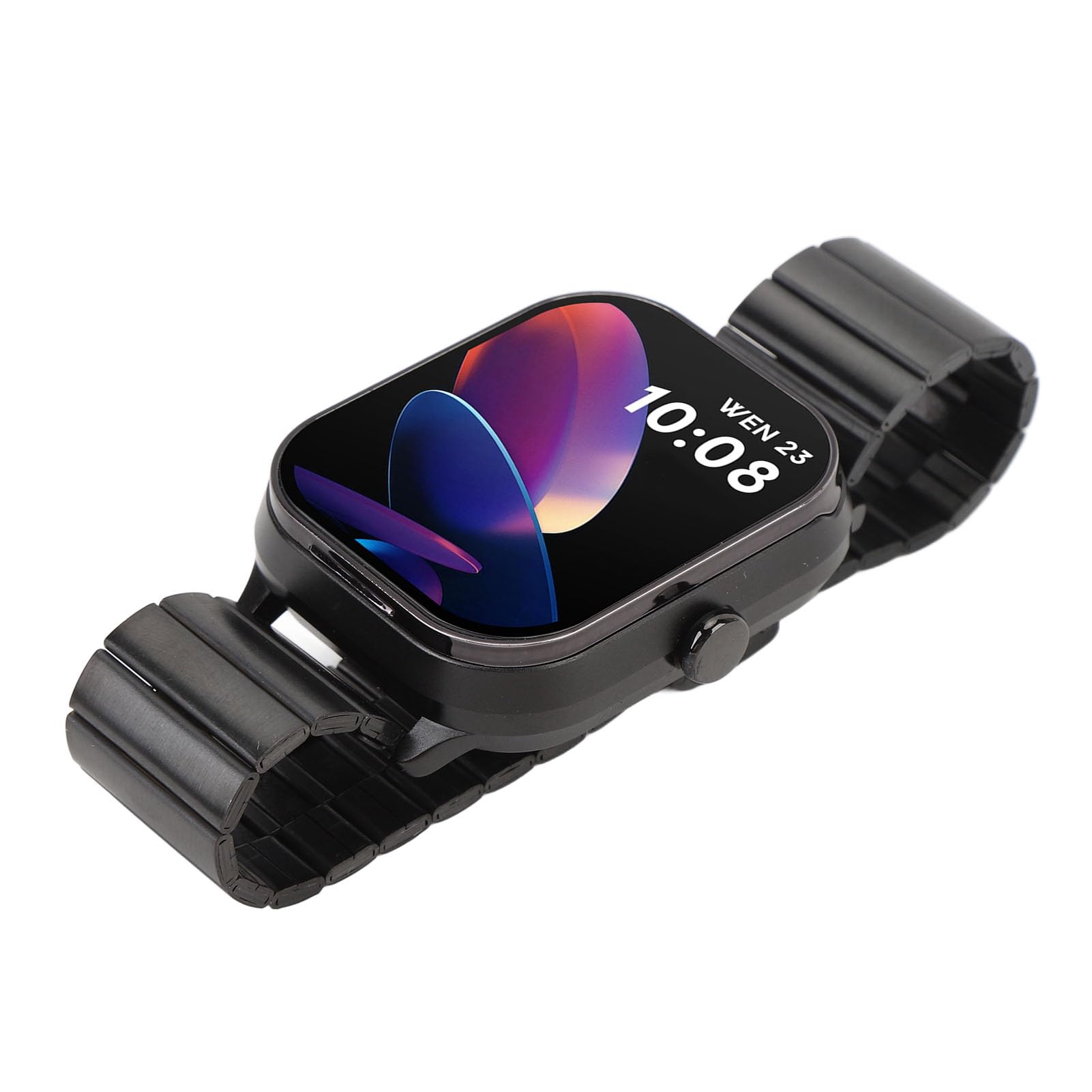 Generic Earmphone Smart Watch, NFC Smart Fitness w 1 2,01 -calowy TFT Wireless z Wibracyjnymi Przypomnieniem, Aby wykonać ćwiczenie (Czarny ze stalowym paskiem)