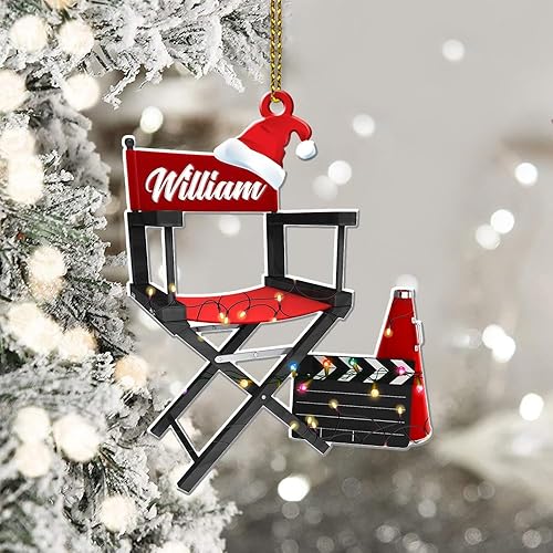 Miniatura 2 de Nombre personalizado Director Cine Silla Adorno de Navidad Adorno de Director de Cine Clapboard Adorno de Navidad Peluchilla Adorno de Teatro 159