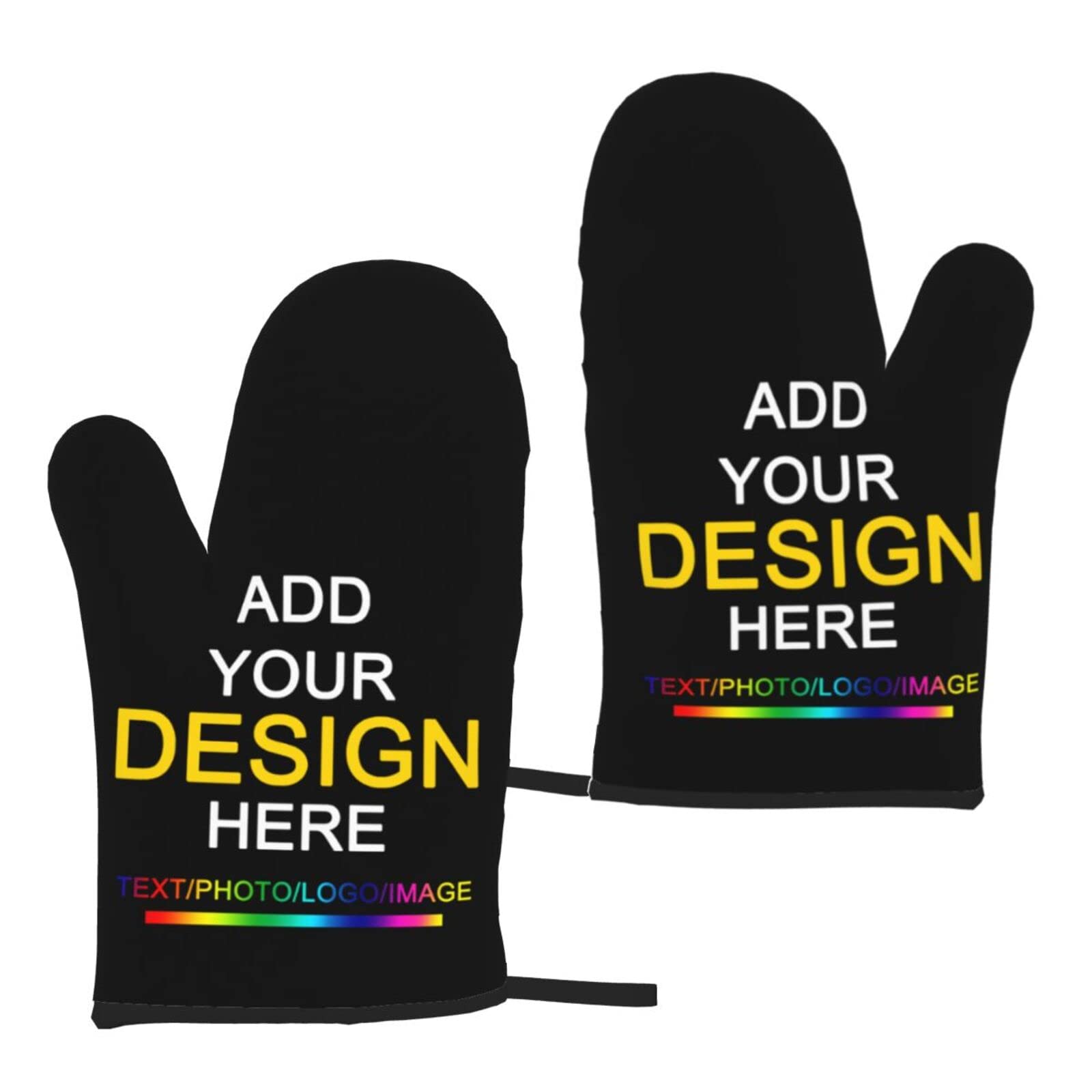 Personalized Heat Resistant Oven Mitts Custom Picture Logo Text Customized Personalized Non-Slip Oven Mitt Set for Kitchen Cooking Baking Grilling Glove and Safe Mats Gift