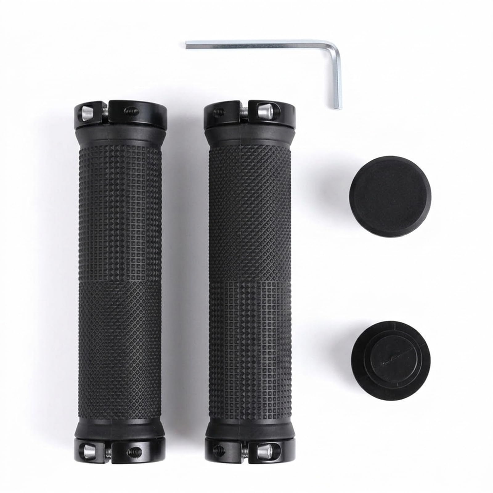VZU 2PCS Non-Slip Locking Bike Grips with Aluminum Lock-on Rings, bike grips, scooter grips, bike handlebar grips, Professional Cycling Handlebar Accessories for MTB and Fixed Gear, Black