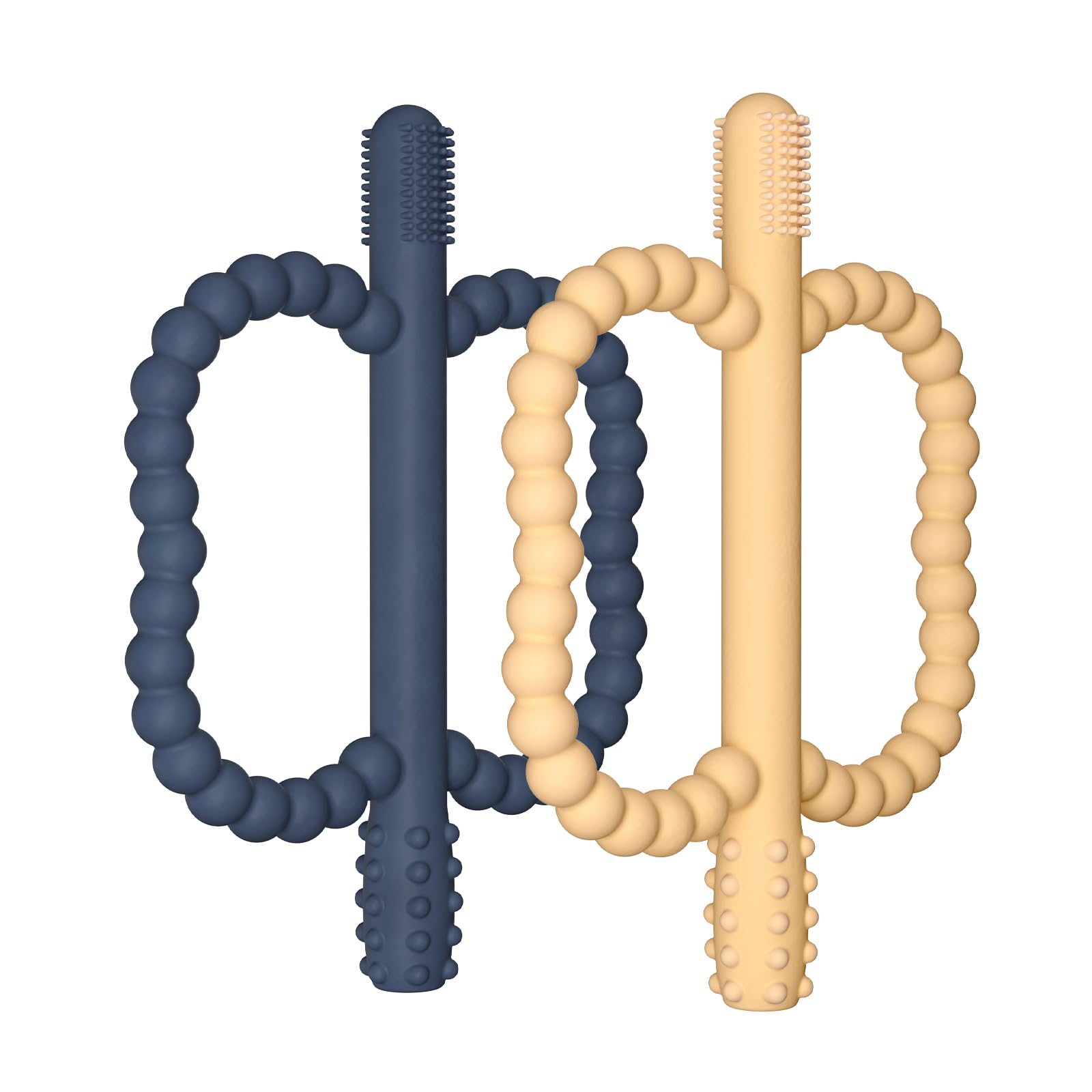 WALULAN 2 Pack Baby Silicone Teething Toys, Teething Sticks for Babies,Silicone teether Tubes for Baby Girl,BPA Free, Soothe Gums for 0-6 3-12 18-36 Months, Newborn Infants Toddler Sensory Chew Toys