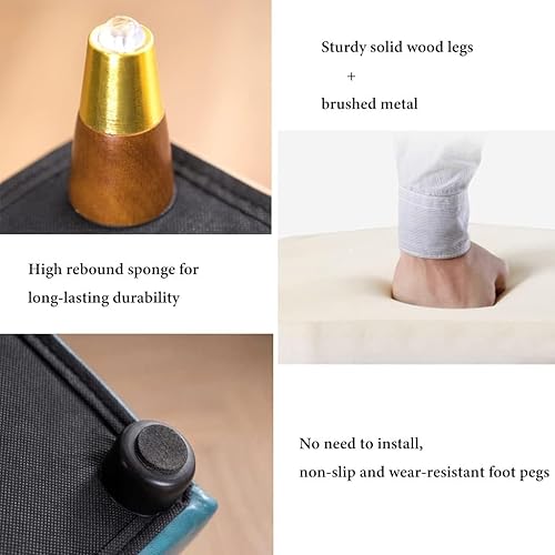 Miniatura 4 de Otomana de almacenamiento de piel sintética con tapa abatible, taburete cuadrado con patas de roble, taburete tapizado creativo de 16 pulgadas para