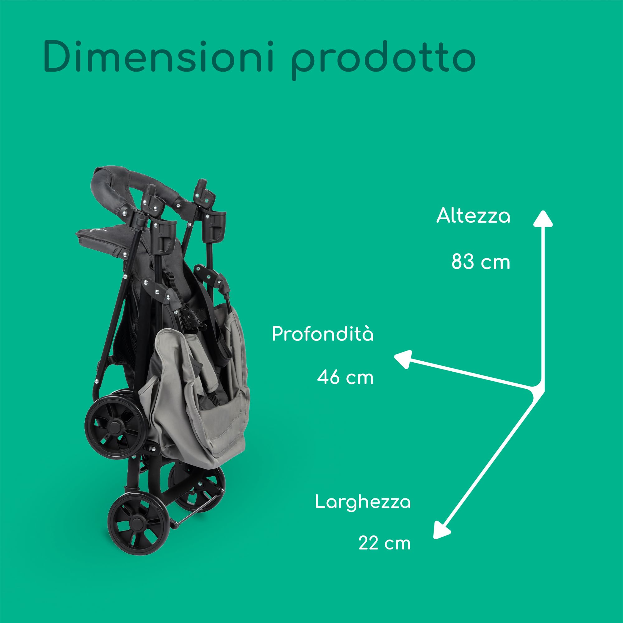 Bebeconfort Foggy, passeggino, da 0 a 3,5 anni, fino a 15 kg, passeggino portatile e leggero, con posizione sdraiata per neonati, compatto quando chiuso, corrimano articolato, Tinted Stone