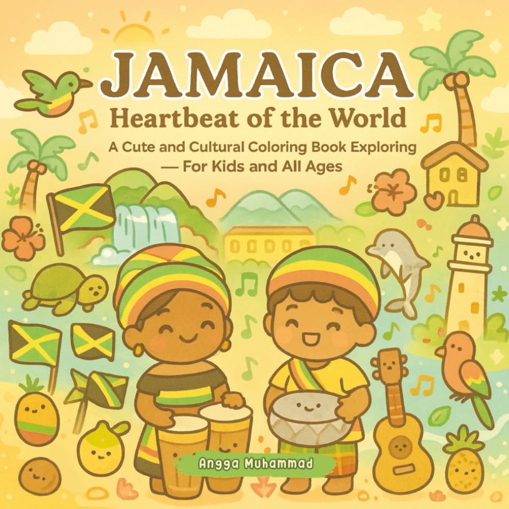 Jamaica: Heartbeat of the World: A Cute and Cultural Coloring Book Exploring Reggae, Cuisine, Art, Nature, and Local Traditions — For Kids and All Ages