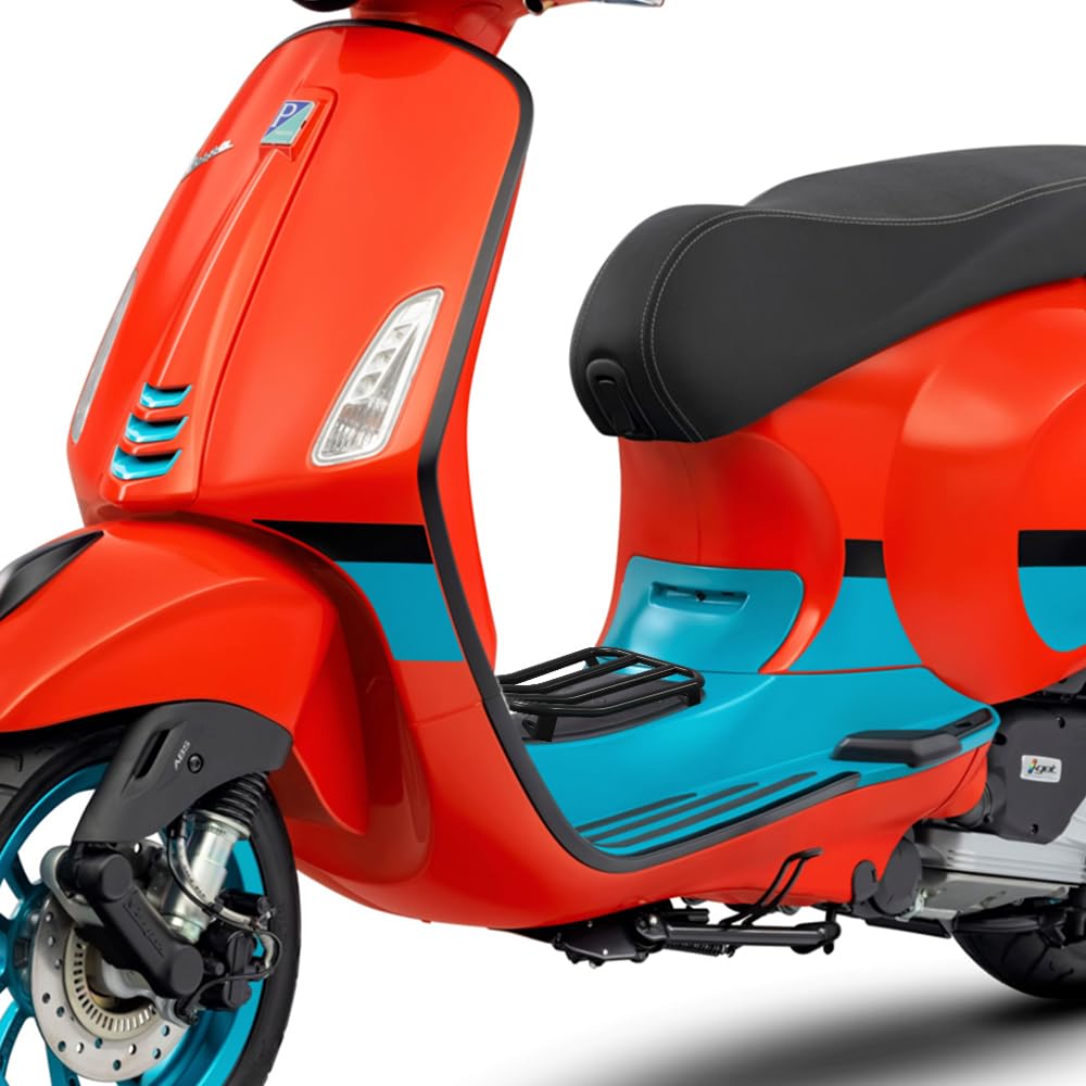 Portapacchi per moto con passaggio, nero opaco, per Vespa Primavera Sprint 50 125 150 cc