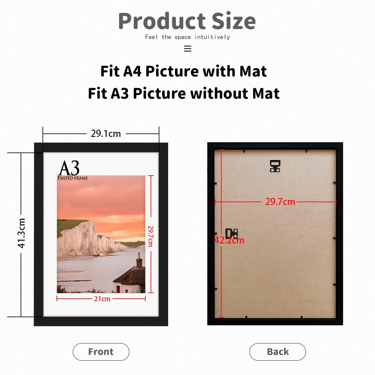 Cadre Ulm - Cadre Photo En Bois, Avec Verre Acrylique (21 X 29,7 Cm (A4