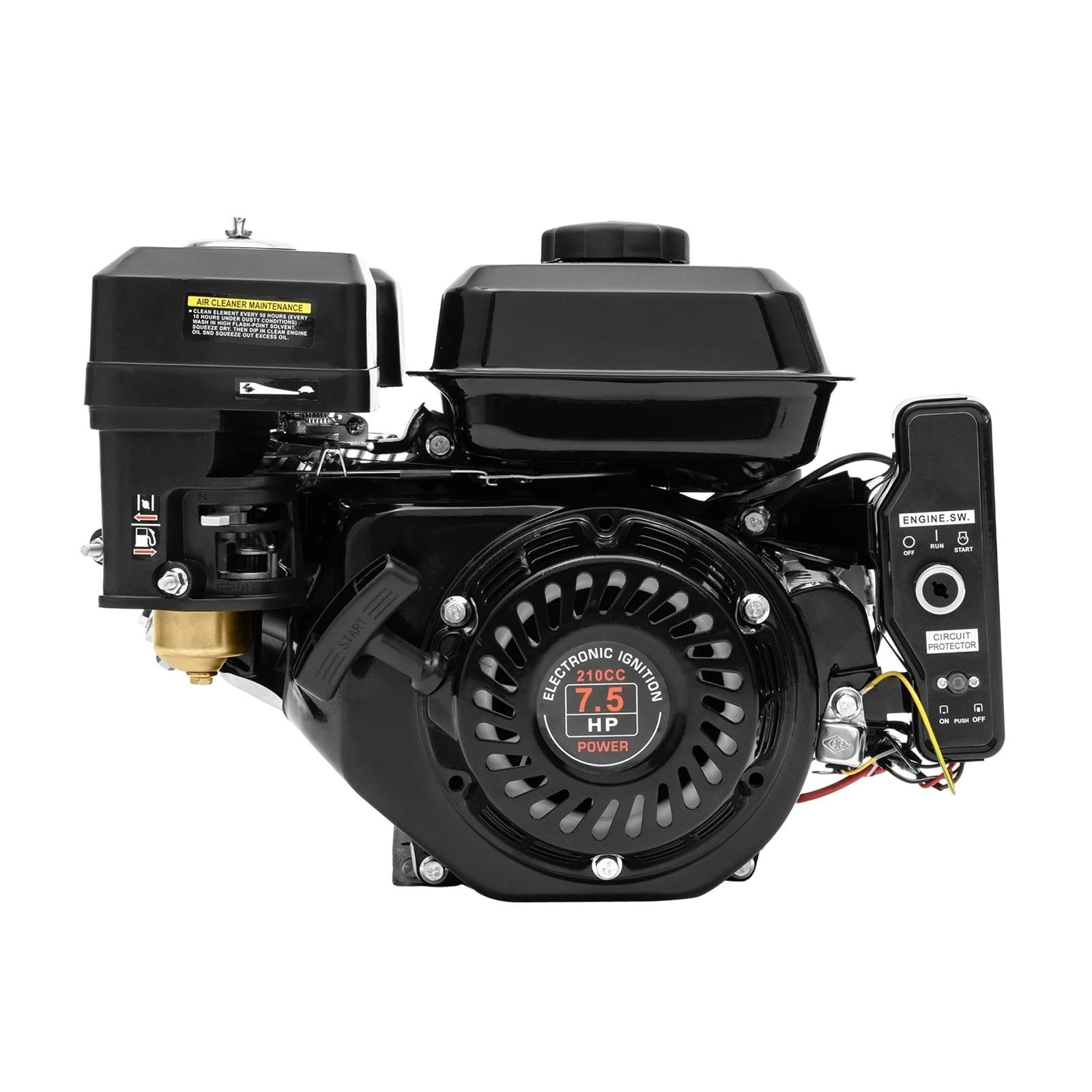 Motor De Gasolina Industrial 7,5 HP Y 210 CC, 4 Tiempos, OHV, Monocilíndrico, Refrigerado por Aire, con Arranque Manual For Karts Rendimiento Potente