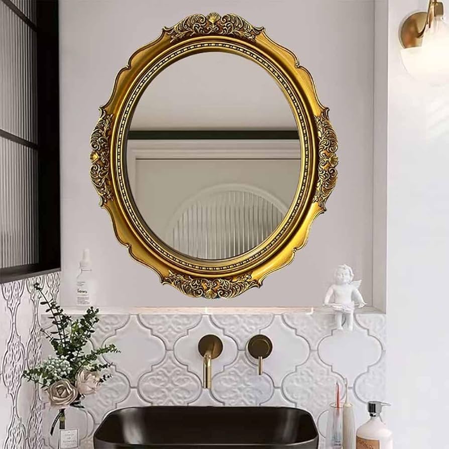 アンティーク クラシックオーバル型壁掛け鏡 ゴールド 楽天市場】鏡 壁掛け アンティーク イタリア製 鏡 ミラー