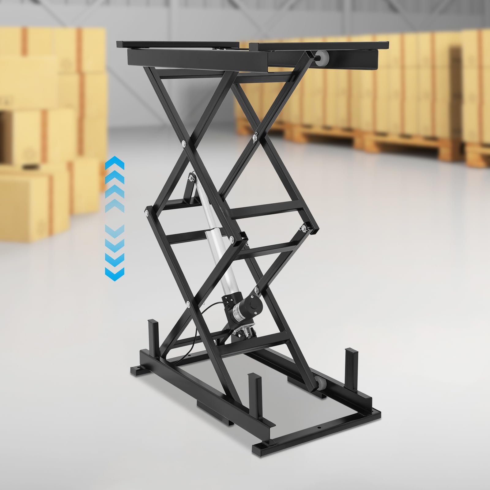Table élévatrice électrique hydraulique de 26,5 à 127 cm, capacité de charge de 64 kg, 5 mm/s CC 24 V avec télécommande, plateforme réglable en hauteur, pour bureau à domicile