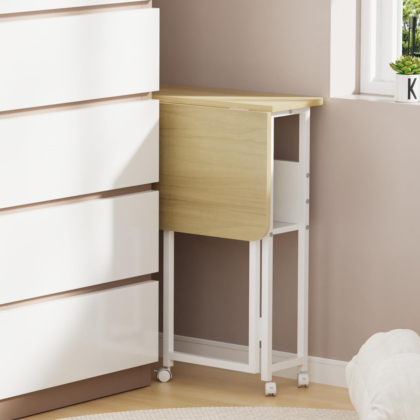 HUOLE - Tavolino per soggiorno, divano, esterno, regolabile in altezza, da appoggio per ufficio, per soggiorno, camera da letto, 80 x 58 x 75 cm - acero bianco
