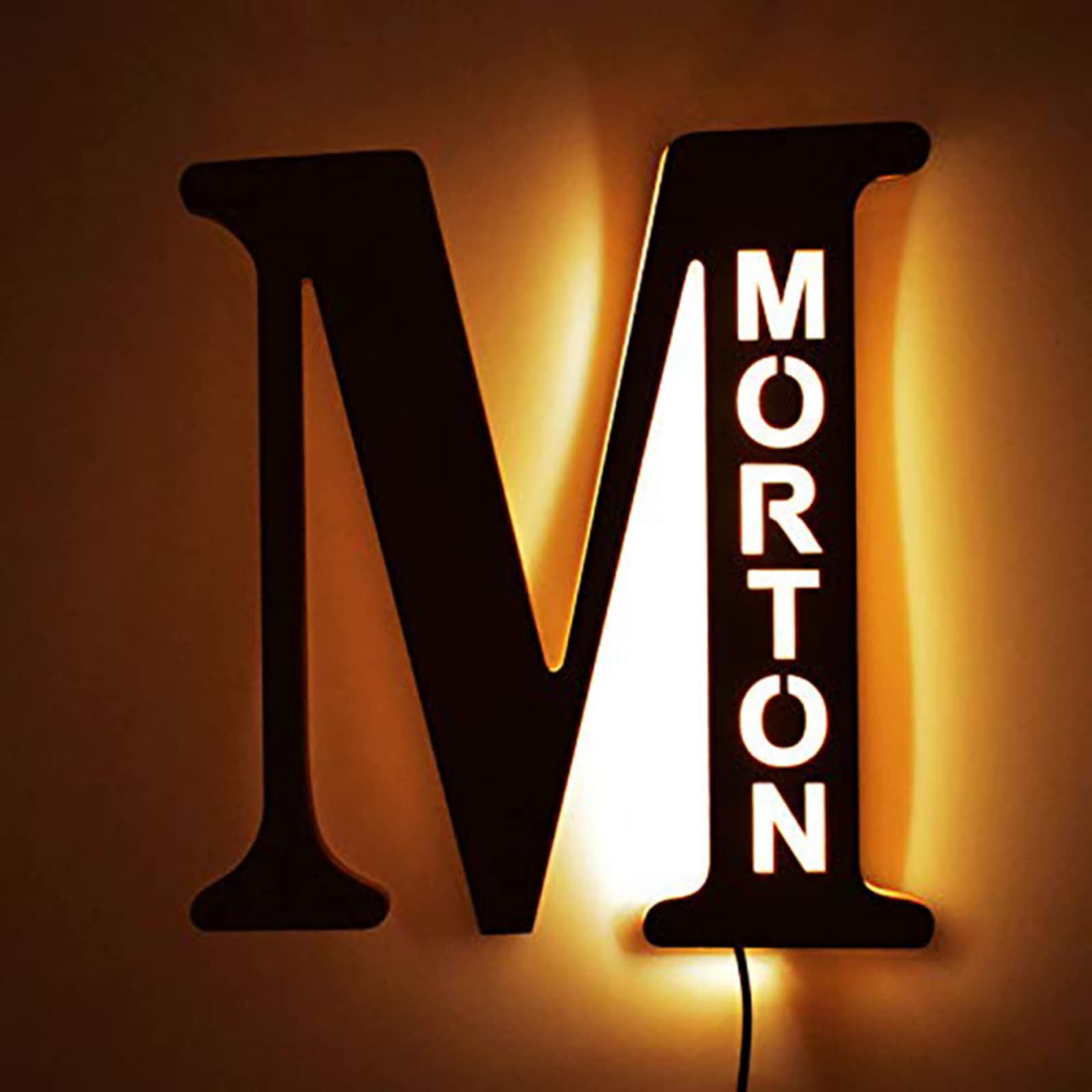 Lampe personnalisée prénom en bois M de 29cm avec veilleuse LED lettre alphabet pour chambre
