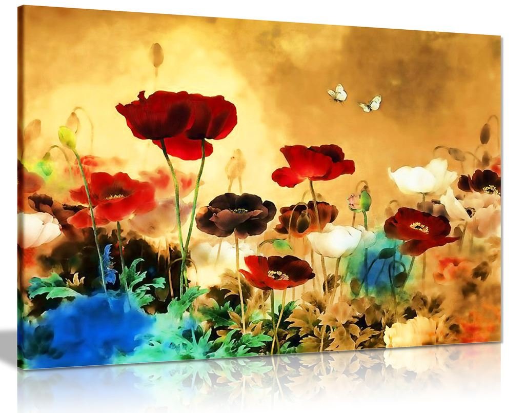Panther Print Chinese Canvas Art Floral Canvas Wall Art Picture Print (12X8)