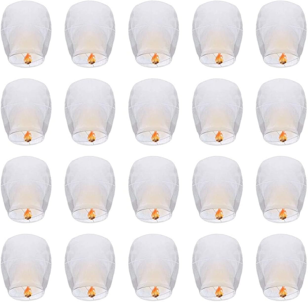Set of 20 Sky Lanterns, Confectionery Lights, Sky Lanterns, Sky Lanterns, Soaring in the Sky, Hot Air Balloons Launched at Festivals White 20 Sheets