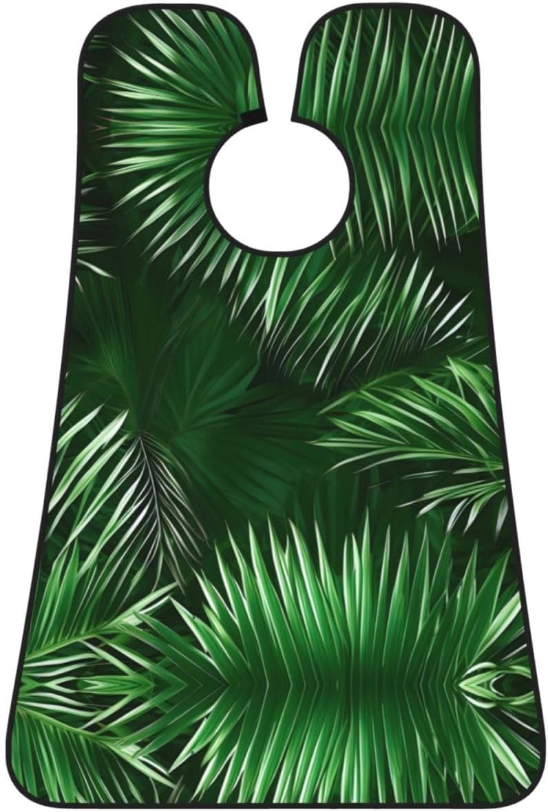 Green Leaves Of Palm Tree Tropical Plants Print Beard Bib Apron, Shaving Apron For Dad, Men'S Hair Catcher For Shaving Best Gifts For Dad