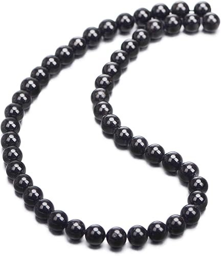 Miniatura 2 de Cuentas redondas de turmalina negra natural de 15.5 pulgadas, 0.157in, 0.236in, 0.315in, 0.394in, 0.472in, grado A (0.315in)