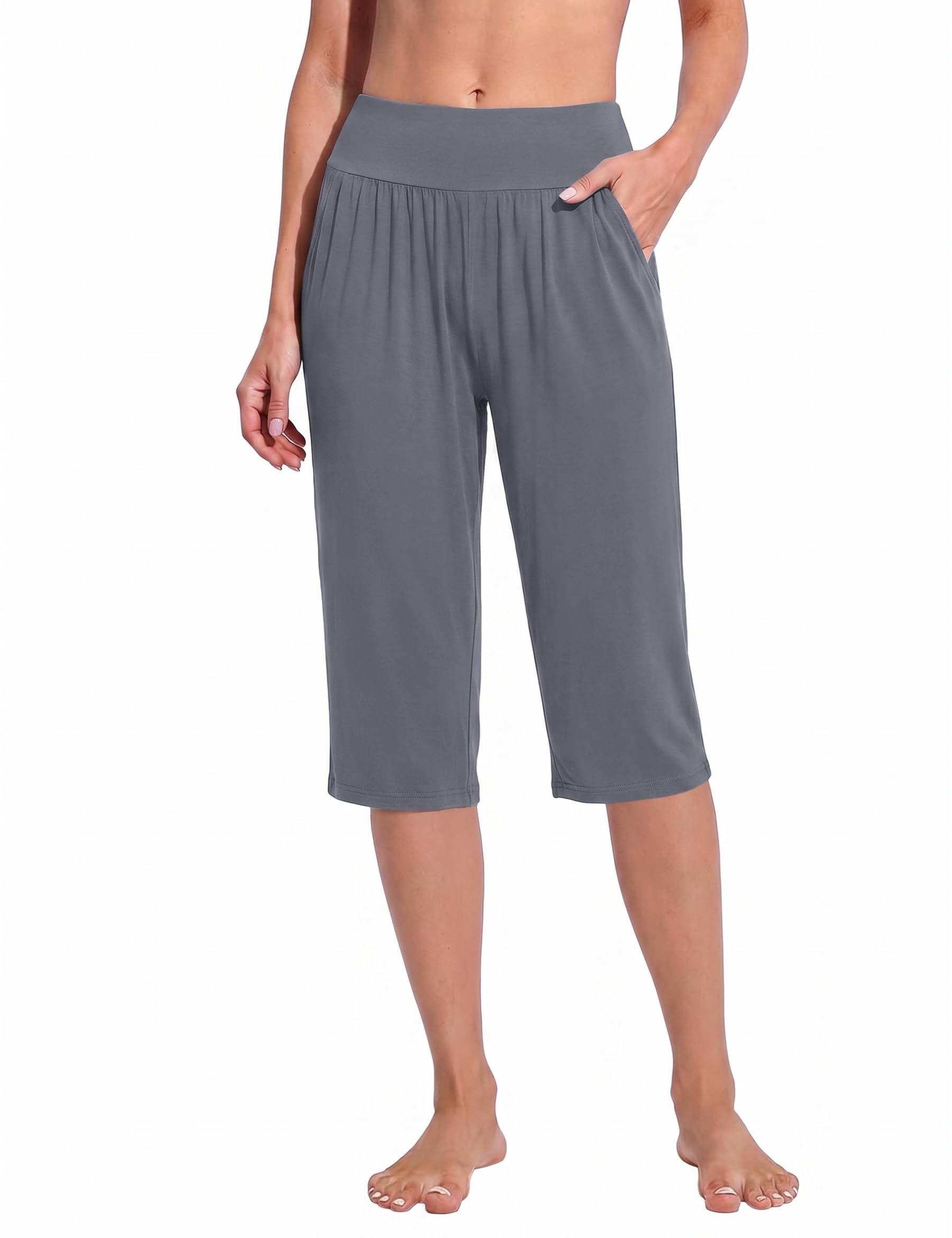 Marvmys Yogahose Pilates Hosen Damen Jogginghose Lang Baumwolle Sporthose | Hohe Taille Activewear-Hosen Straighthose Fitness Sporthose Freizeithosen Atmungsaktiv Bequem Mit Taschen