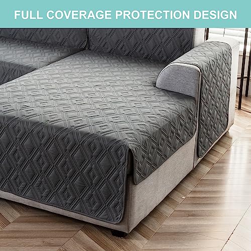 Genina Sectional Couch Covers For Dogs L Shaped Sofa Covers Chaise Lounge Cover Reversible Couch Covers For Sectional Sofa L Shape Furniture Protectors Cover For Pets, Kids (Dark Gray, X-Large) #TOP4