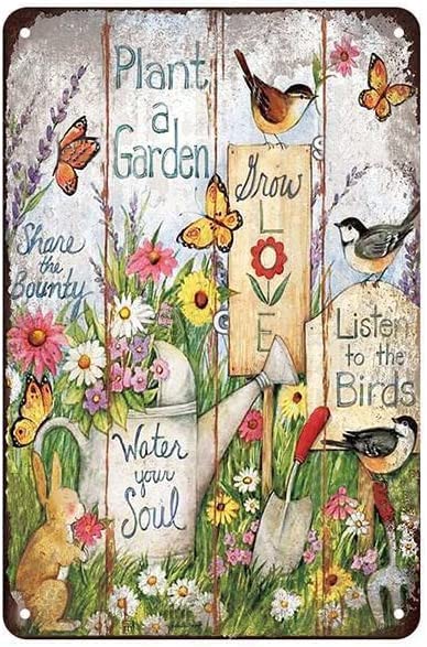 Vintage Gardening is My Therapy Farmhouse Tin Metal Signs Home Décor 8x12
