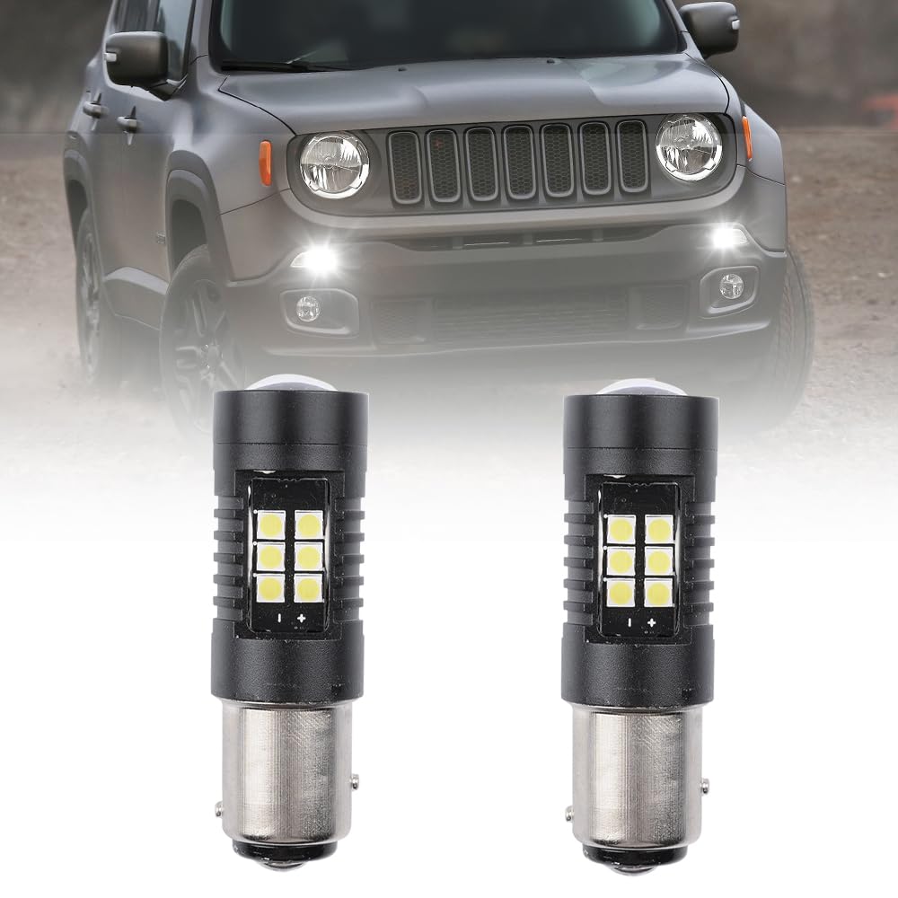 NSLUMO LED Drl Daytime Running Light Bulbs For Jee.p Renegade (BU,Bi) 2014- Pair of 21 LED P21W BAY15D Daylight, P21/5W Led Parking light