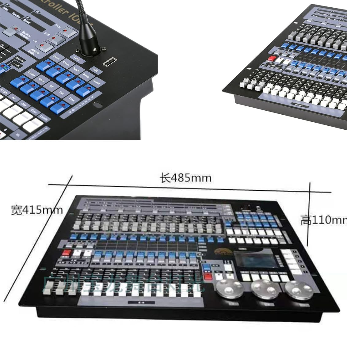 1024 Dmx 512 DJ-Controller, DJ-Licht-Controller, LCD-Display, Maximale Kontrolle (96), Selbst Programmieren, Sprachmodus, Einfache Benutzeroberfläche, Für Anfänger, Lichtshows, Party,Black