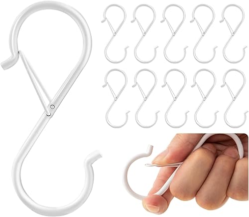 Paquete de 10 ganchos en S para colgar, ganchos en S de metal de 3.5 pulgadas resistentes para colgar plantas, gancho blanco en forma de S, hebilla