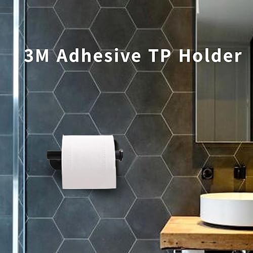 Miniatura 10 de Paquete de 2 soportes para papel higiénico autoadhesivo, soporte de pared para baño y baño, sin taladrar SUS304, plateado inoxidable