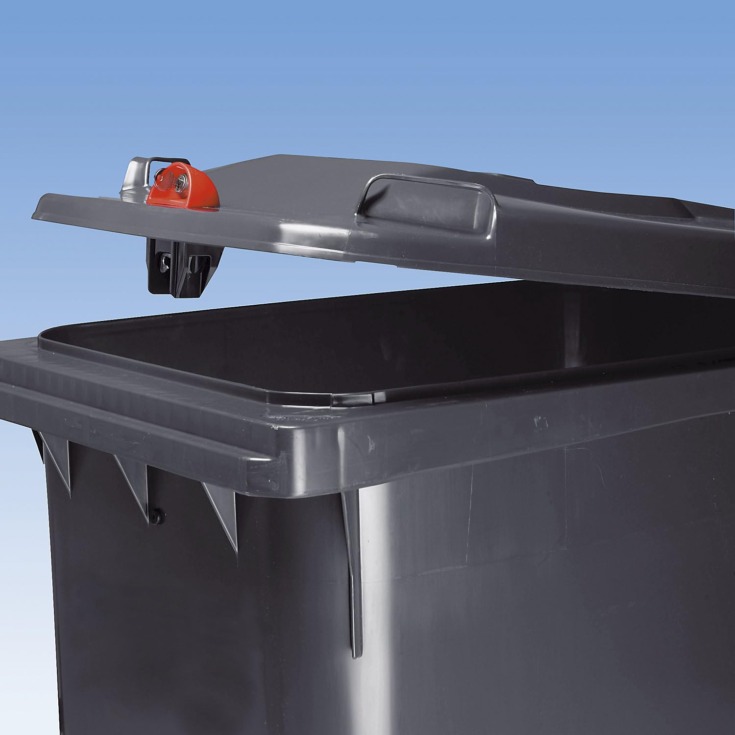 Conteneur à déchets en plastique à fermeture par gravité - capacité 120 l, h x l x p 933 x 482 x 552 mm - anthracite