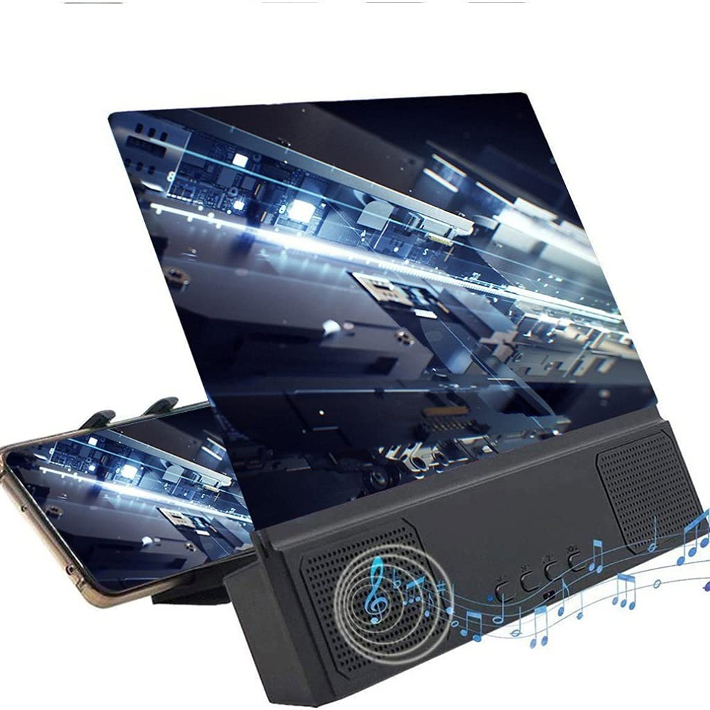 Amplificador de pantalla 3D de 12" con altavoz bluetooth y soporte de móvil