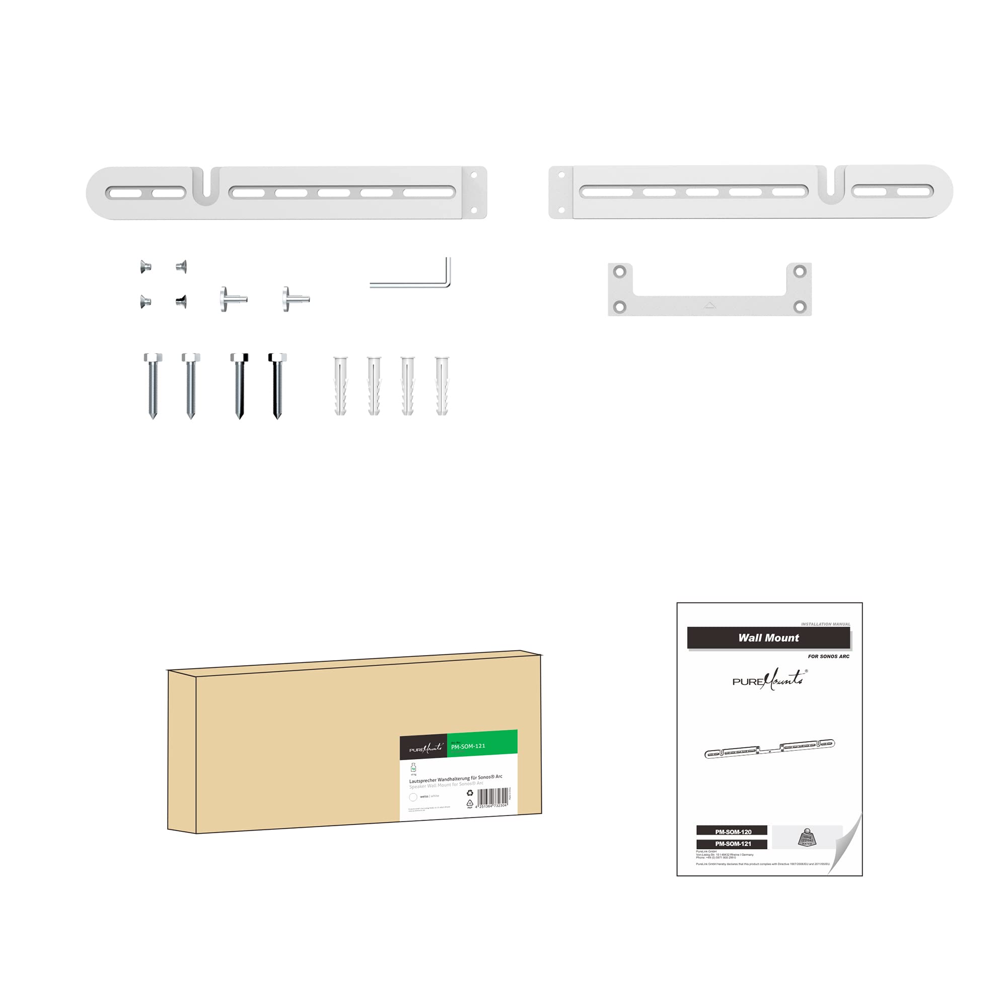 PureMounts, Uchwyt ścienny do Sonos ARC, ARC Ultra, biały
